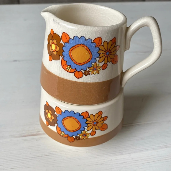 SADLER Made in Saffordshire ENGLAND MCM Vintage Milk & Sugar Set - Picture 4 of 12